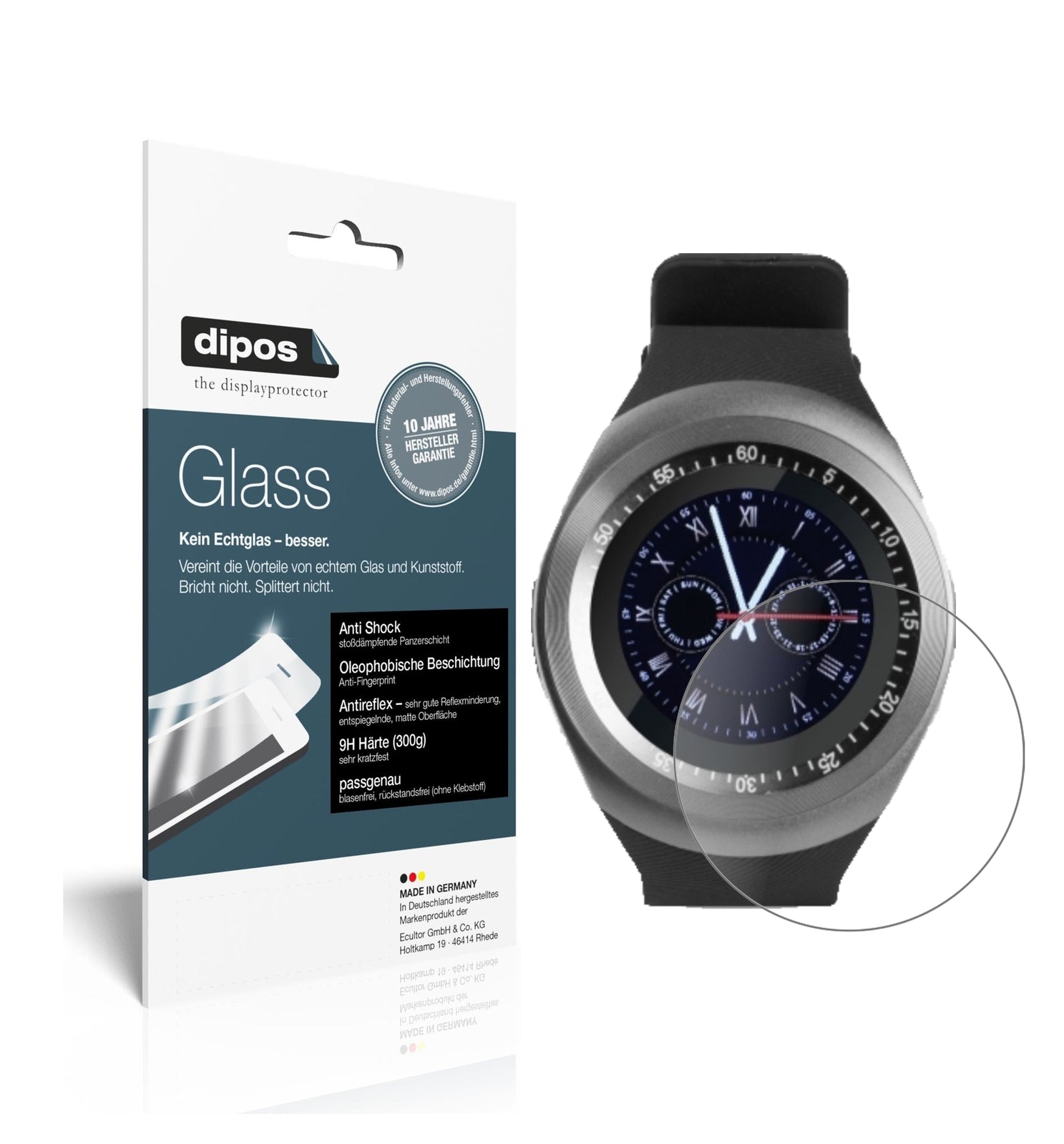 Matte Displayschutzfolie von dipos passend für TrendGeek TG-SW1 Smartwatch, 9H kratzfest und blasenfrei montiert
