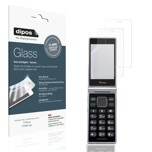Matte Displayschutzfolie von dipos passend für TTfone TT990 4G, 9H kratzfest und blasenfrei montiert