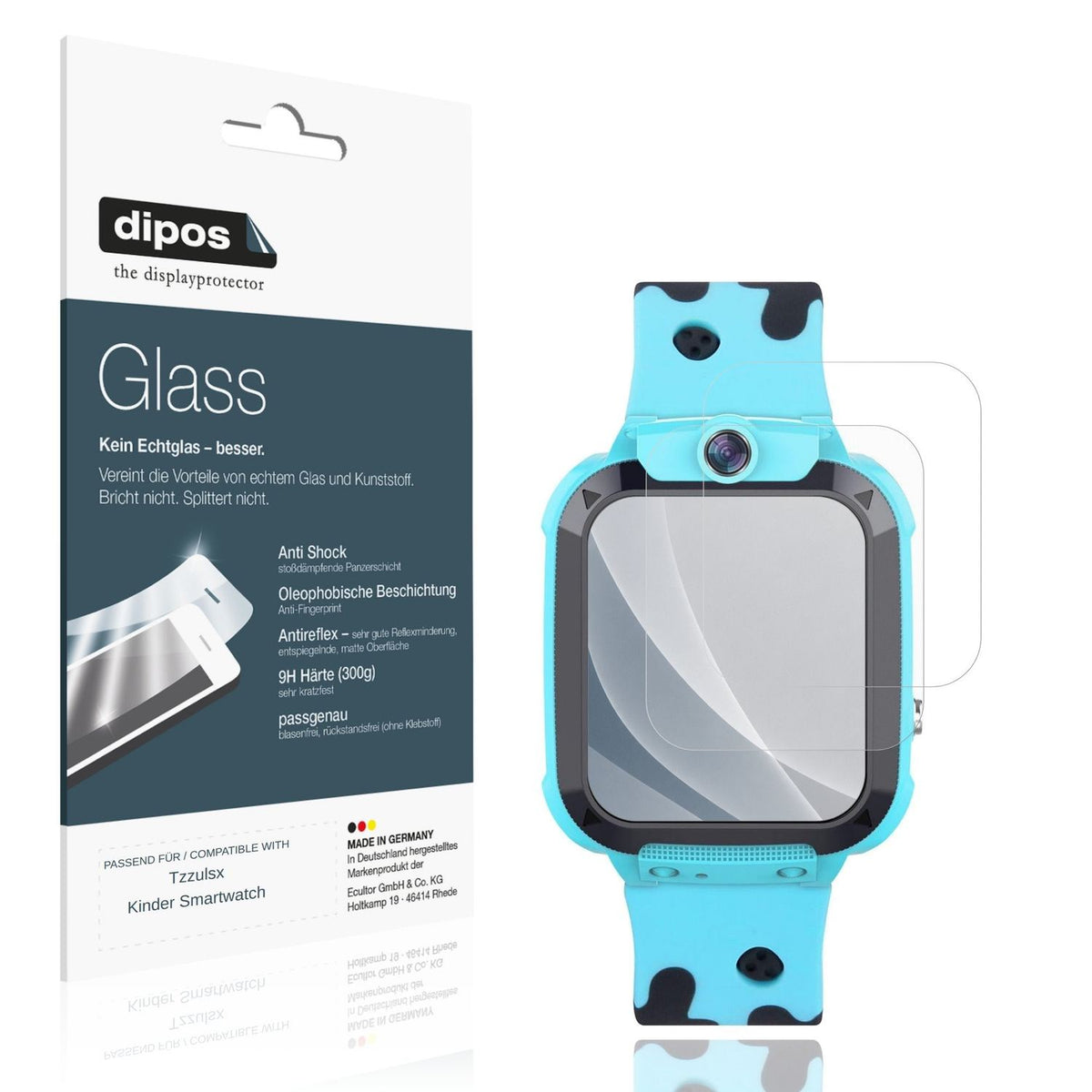 Matte Displayschutzfolie von dipos passend für Tzzulsx Kinder Smartwatch, 9H kratzfest und blasenfrei montiert