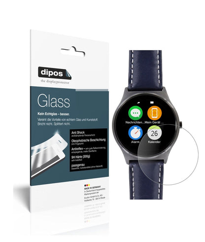 Matte Displayschutzfolie von dipos passend für Uhr 37.5 mm Durchmesser, 9H kratzfest und blasenfrei montiert