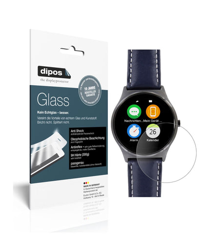 Matte Displayschutzfolie von dipos passend für Uhr 51.5 mm Durchmesser, 9H kratzfest und blasenfrei montiert