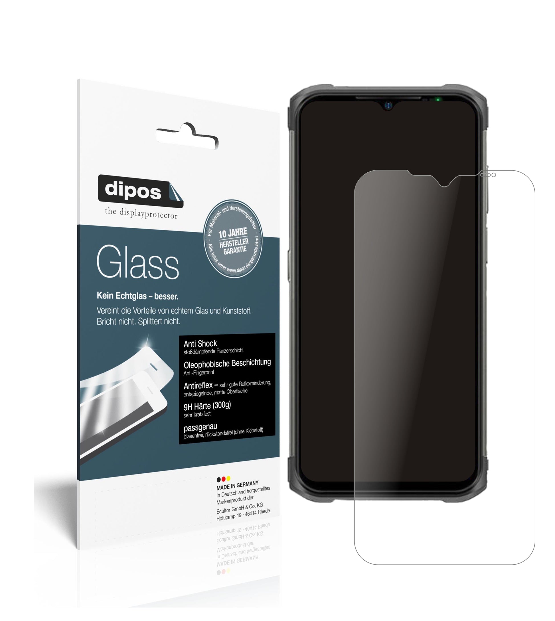 Matte Displayschutzfolie von dipos passend für Ulefone Armor 12, 9H kratzfest und blasenfrei montiert