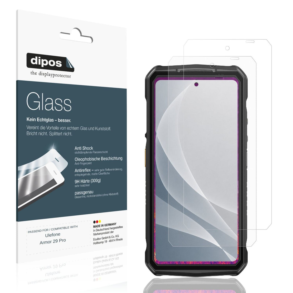Matte Displayschutzfolie von dipos passend für Ulefone Armor 29 Pro, 9H kratzfest und blasenfrei montiert