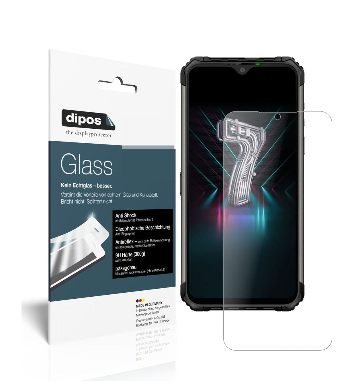 Matte Displayschutzfolie von dipos passend für Ulefone Armor 7, 9H kratzfest und blasenfrei montiert