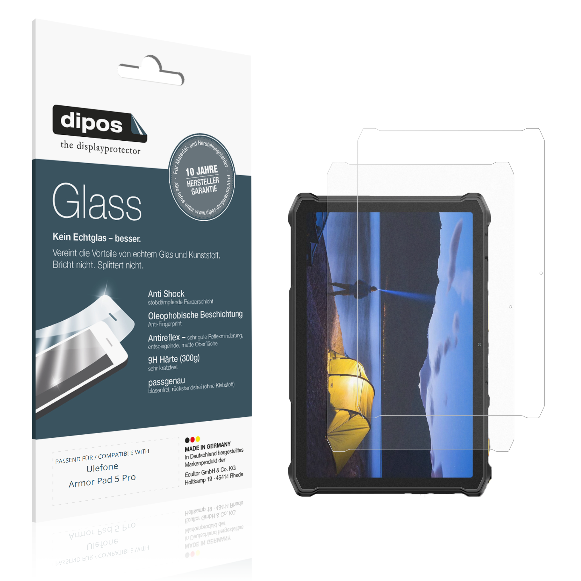 Matte Displayschutzfolie von dipos passend für Ulefone Armor Pad 5 Pro, 9H kratzfest und blasenfrei montiert