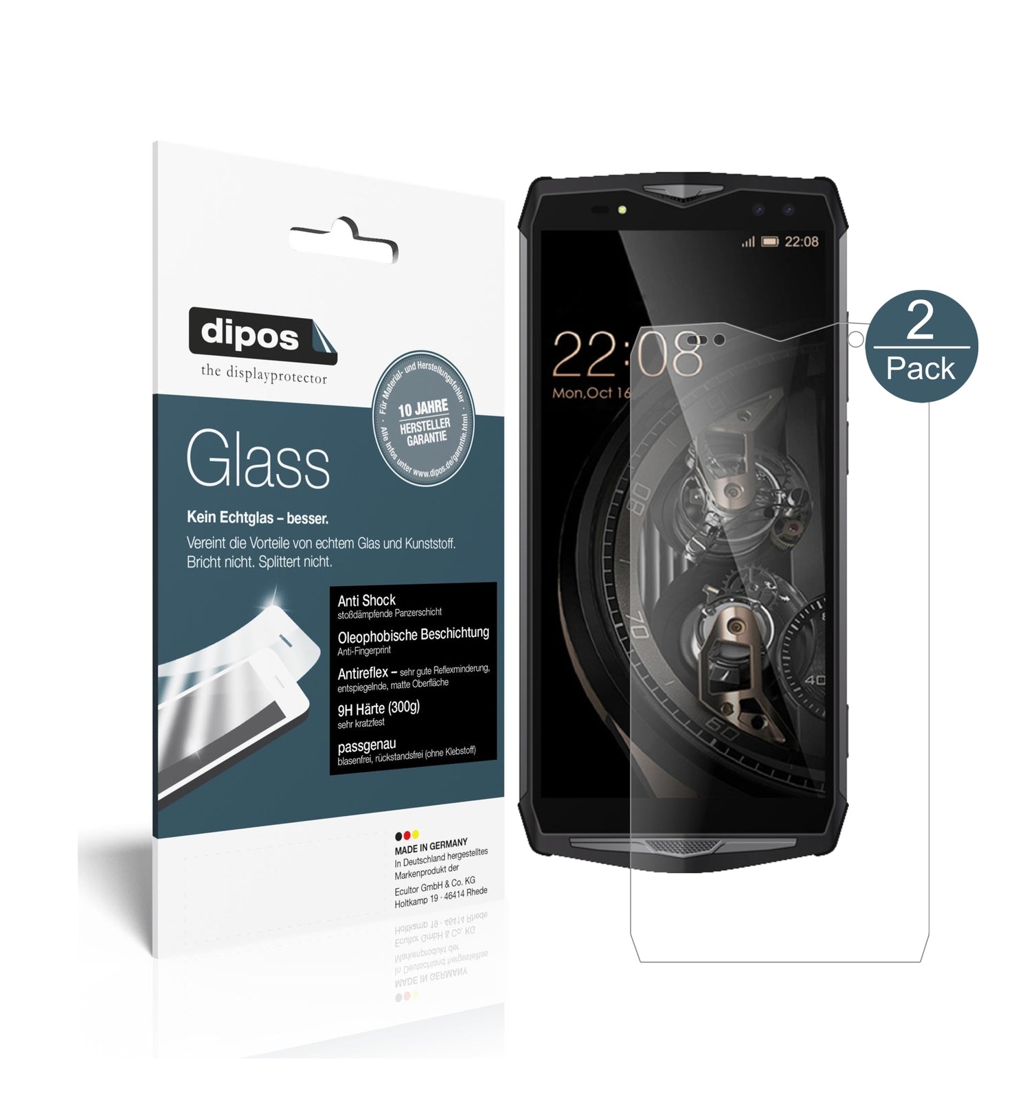 Matte Displayschutzfolie von dipos passend für Ulefone Power 5, 9H kratzfest und blasenfrei montiert