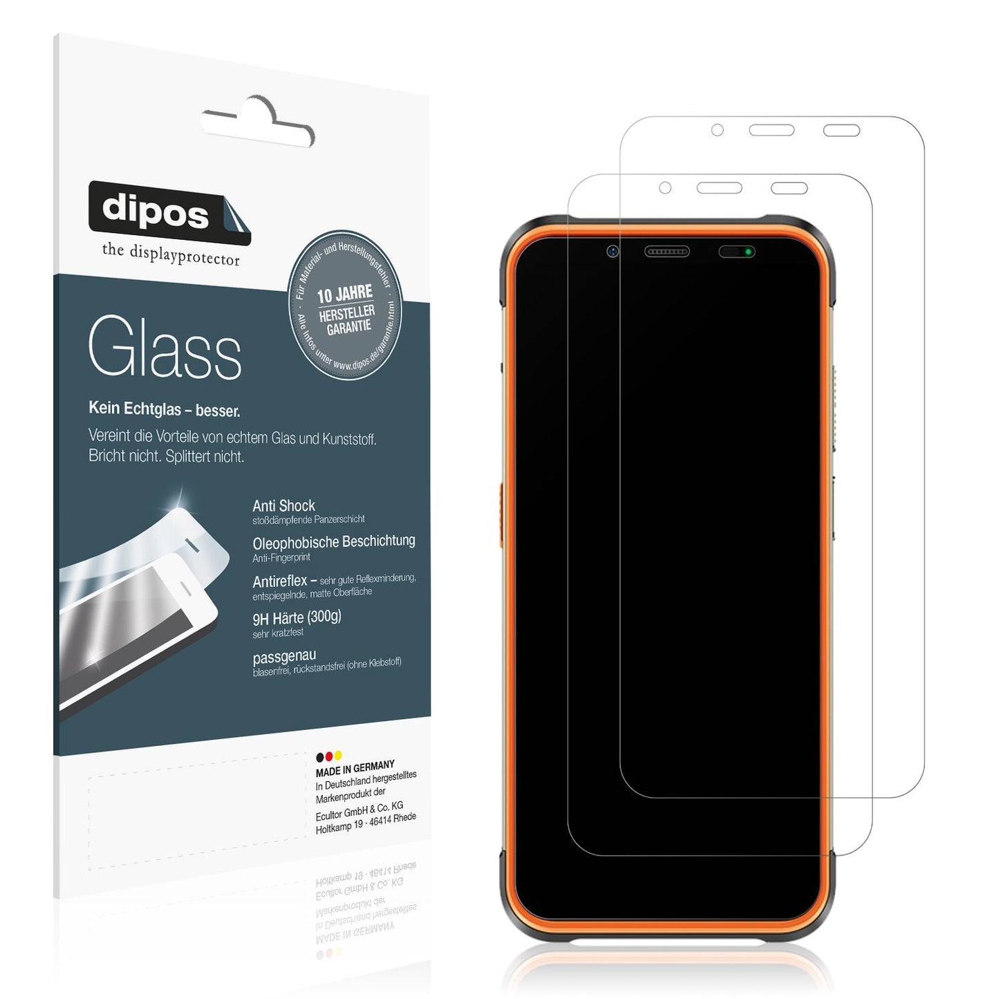 Matte Displayschutzfolie von dipos passend für Ulefone Power Armor 16s, 9H kratzfest und blasenfrei montiert