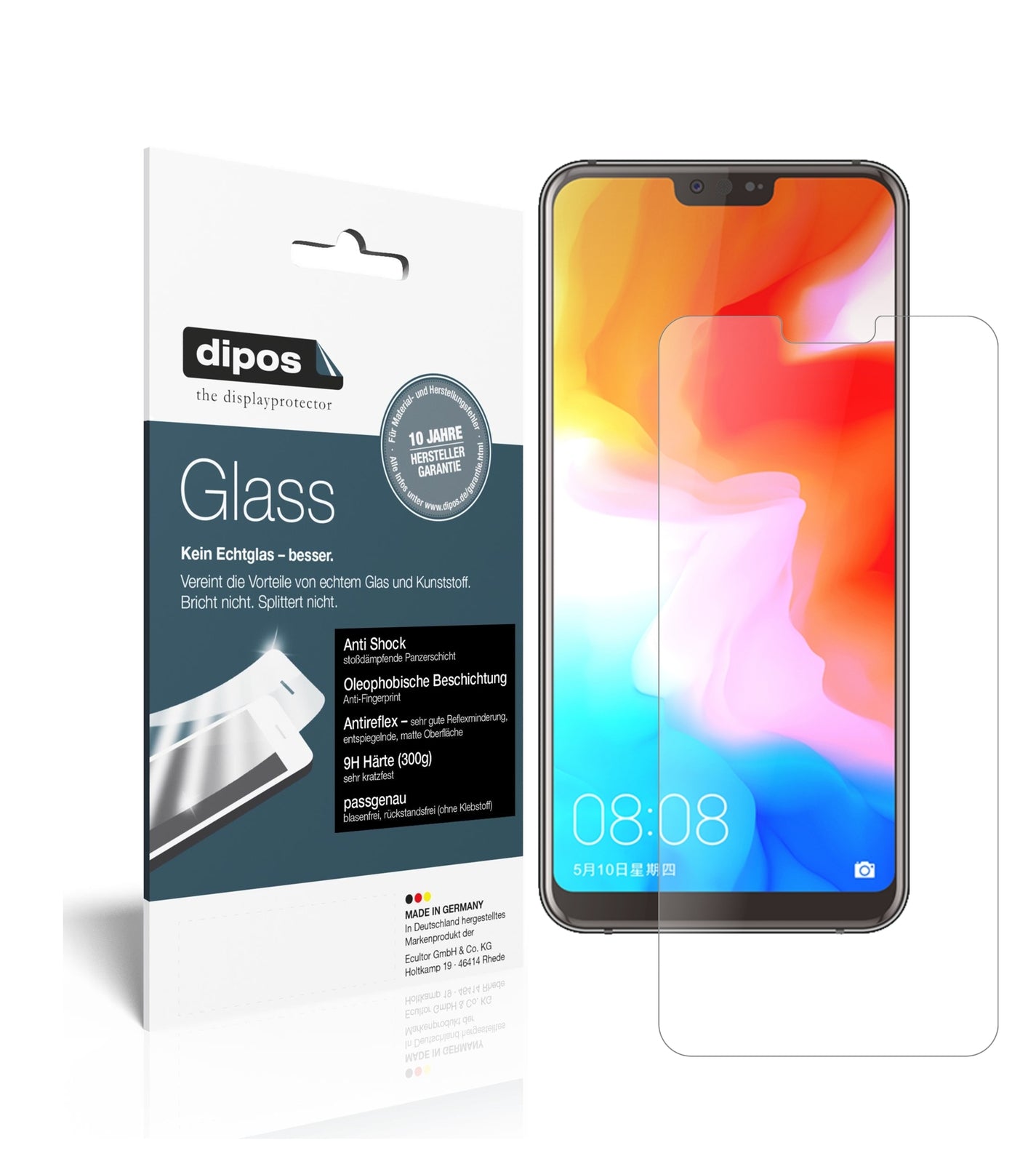 Matte Displayschutzfolie von dipos passend für Ulefone T2, 9H kratzfest und blasenfrei montiert