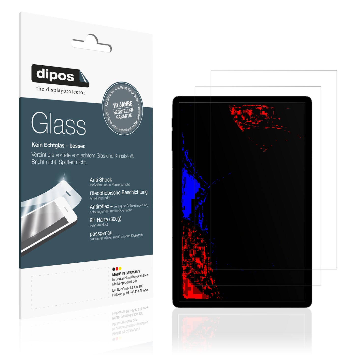Matte Displayschutzfolie von dipos passend für Ulefone Tab A10 Pro, 9H kratzfest und blasenfrei montiert