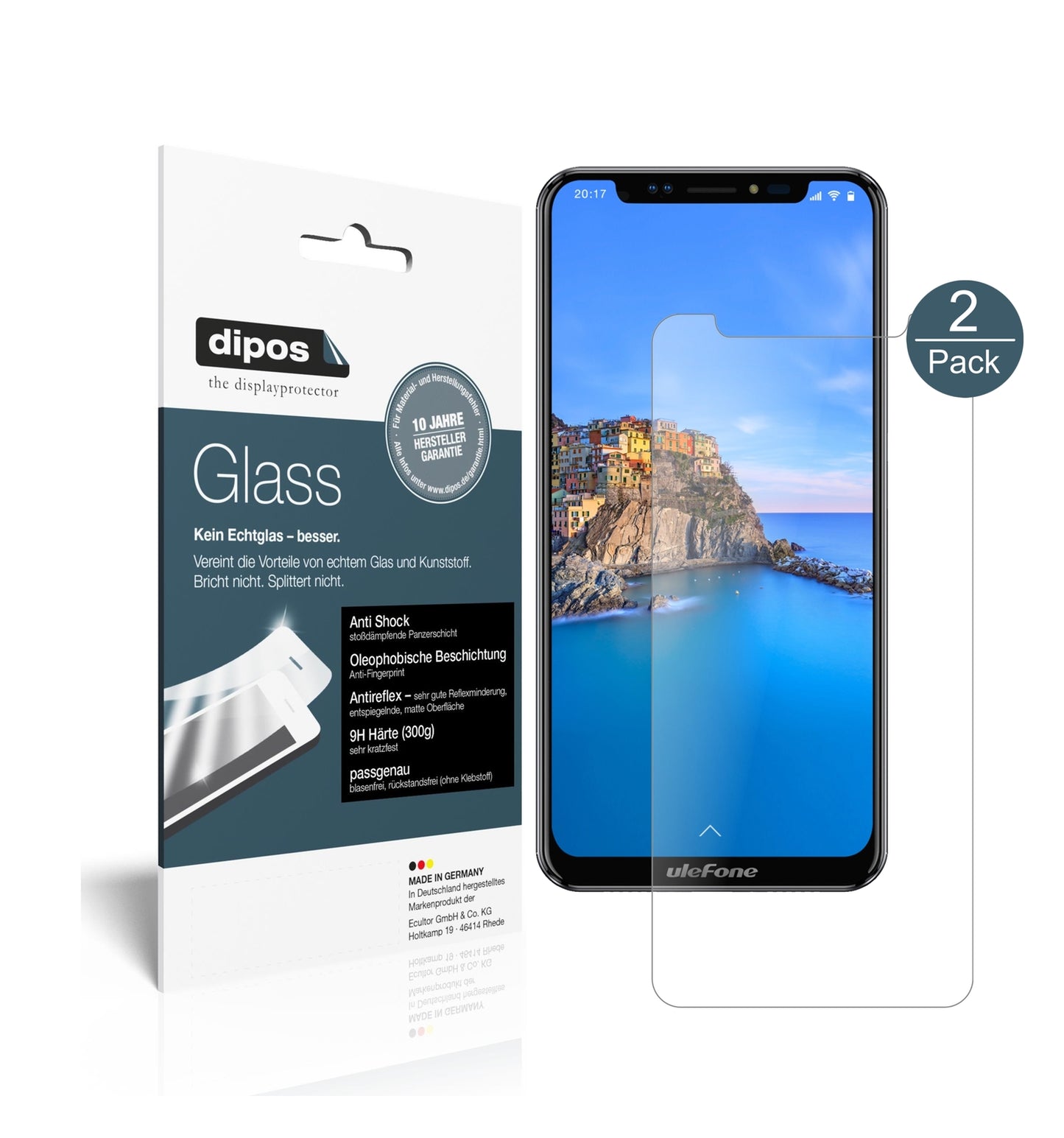 Matte Displayschutzfolie von dipos passend für Ulefone X, 9H kratzfest und blasenfrei montiert
