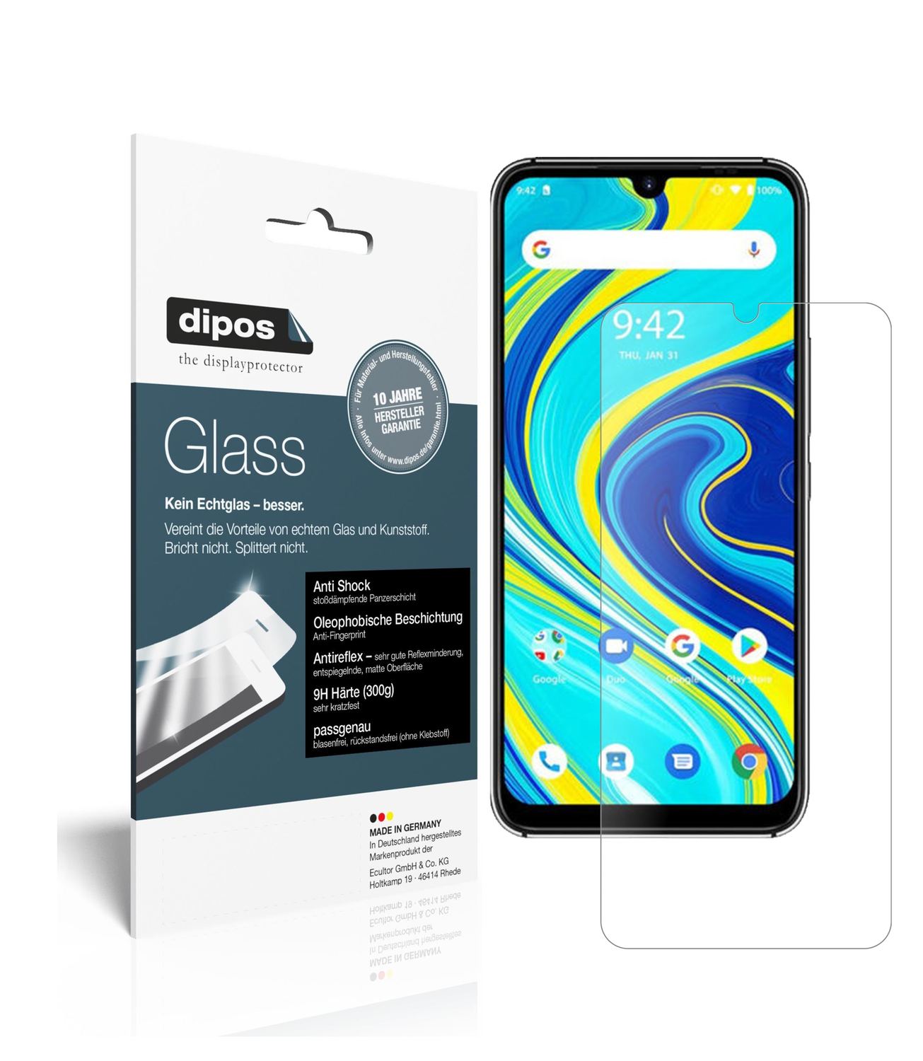 Matte Displayschutzfolie von dipos passend für Umidigi A7 Pro, 9H kratzfest und blasenfrei montiert