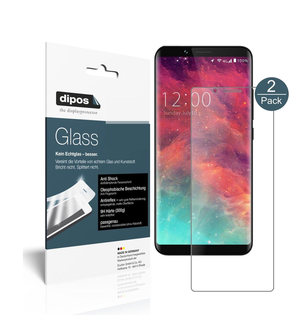 Matte Displayschutzfolie von dipos passend für Umidigi S2, 9H kratzfest und blasenfrei montiert