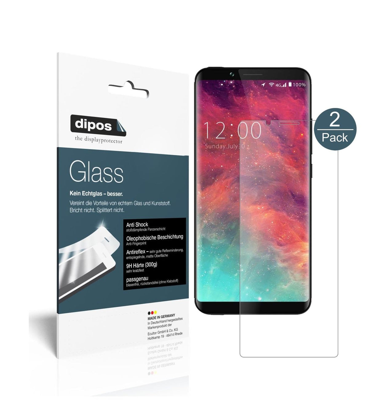 Matte Displayschutzfolie von dipos passend für Umidigi S2 Pro, 9H kratzfest und blasenfrei montiert