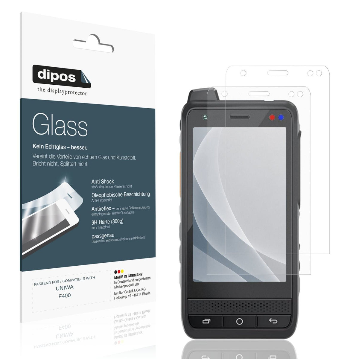 Matte Displayschutzfolie von dipos passend für UNIWA F400, 9H kratzfest und blasenfrei montiert