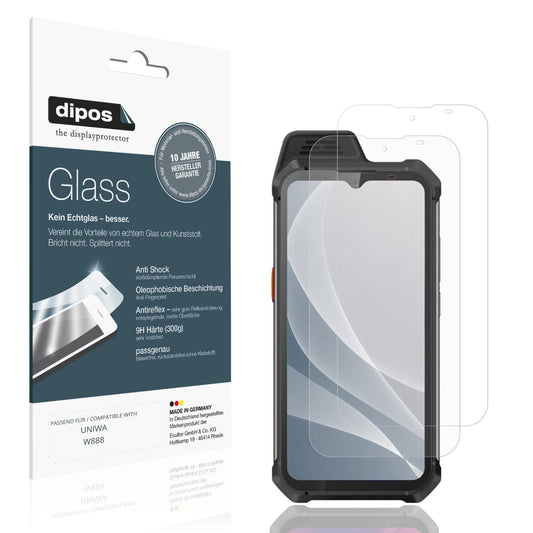 Matte Displayschutzfolie von dipos passend für UNIWA W888, 9H kratzfest und blasenfrei montiert