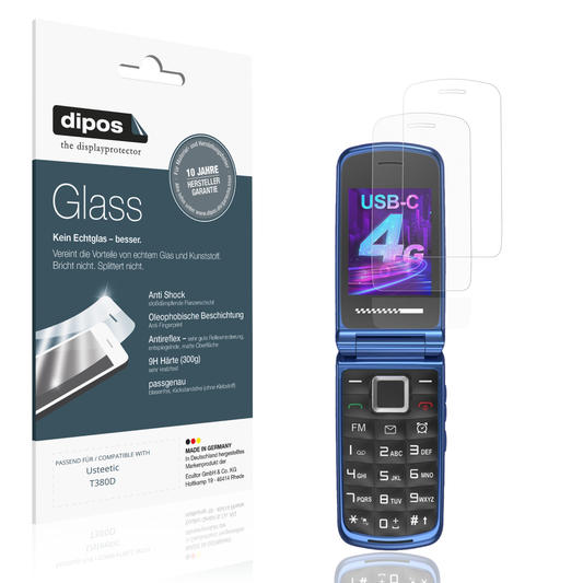 Matte Displayschutzfolie von dipos passend für Usteetic T380D, 9H kratzfest und blasenfrei montiert