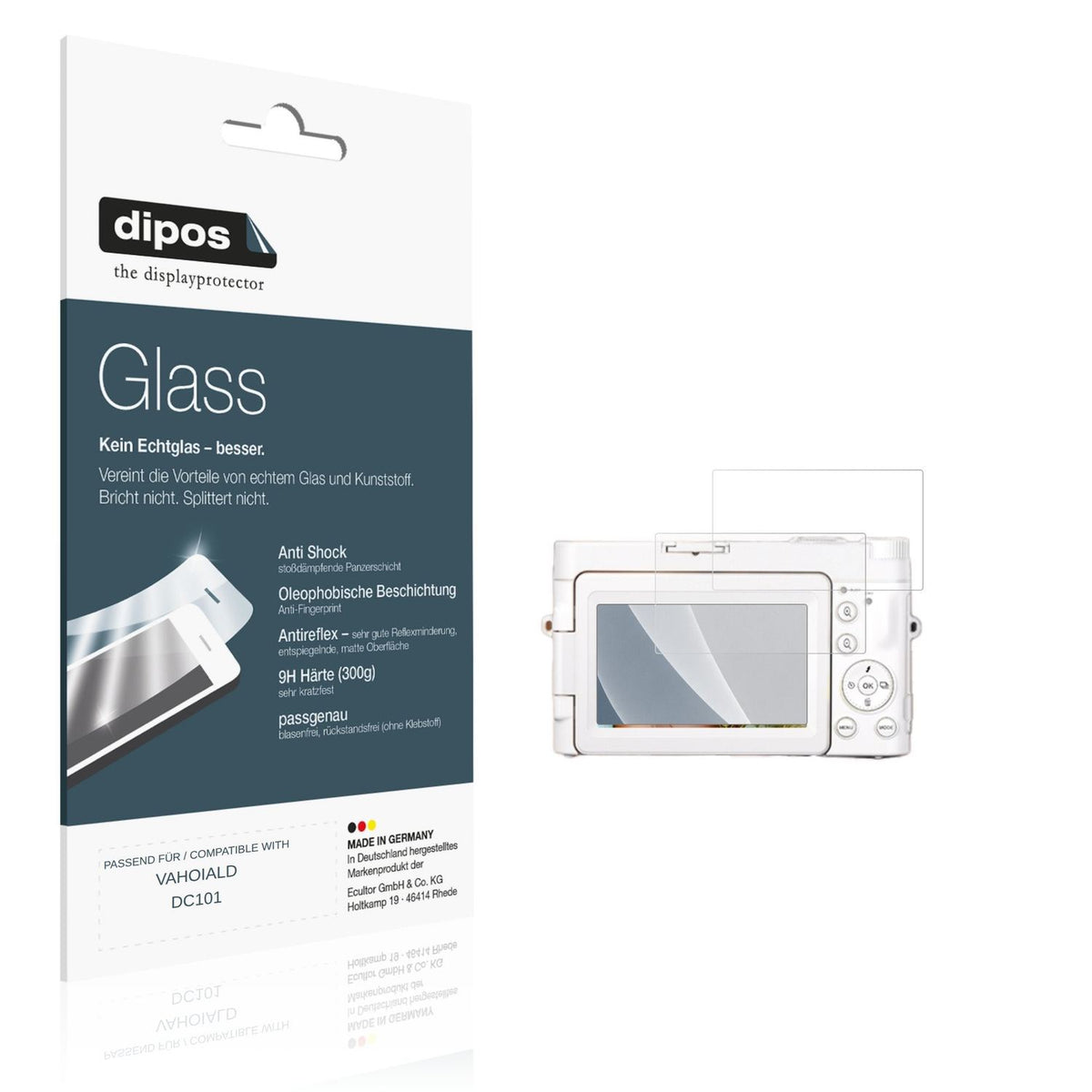 Matte Displayschutzfolie von dipos passend für VAHOIALD DC101, 9H kratzfest und blasenfrei montiert