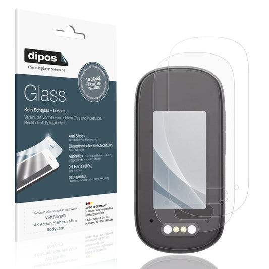 Matte Displayschutzfolie von dipos passend für VeftBltrem 4K Action Kamera Mini Bodycam, 9H kratzfest und blasenfrei montiert
