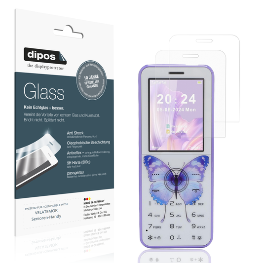 Matte Displayschutzfolie von dipos passend für VELATEMOR Senioren-Handy, 9H kratzfest und blasenfrei montiert