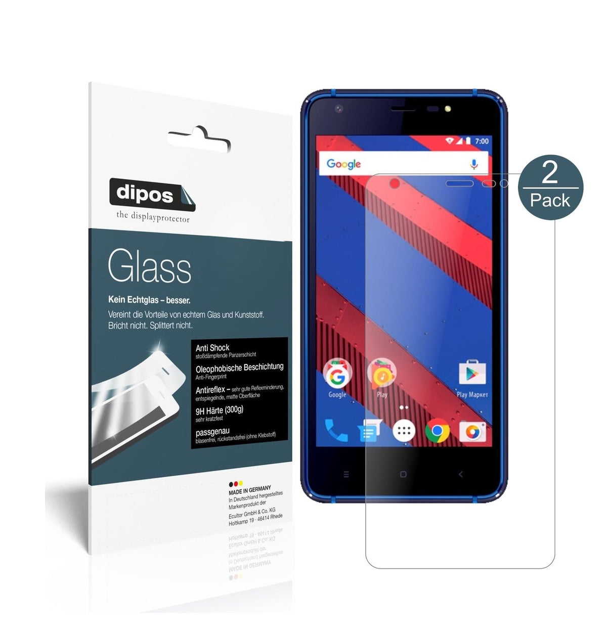Matte Displayschutzfolie von dipos passend für Vertex Impress Spring, 9H kratzfest und blasenfrei montiert