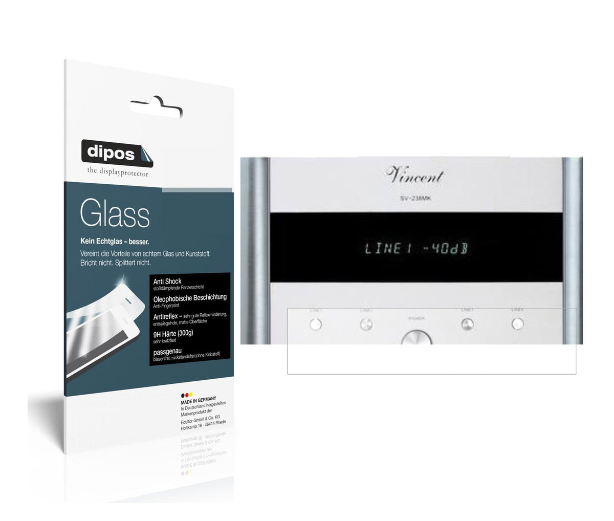 Matte Displayschutzfolie von dipos passend für Vincent SV-238 MK, 9H kratzfest und blasenfrei montiert