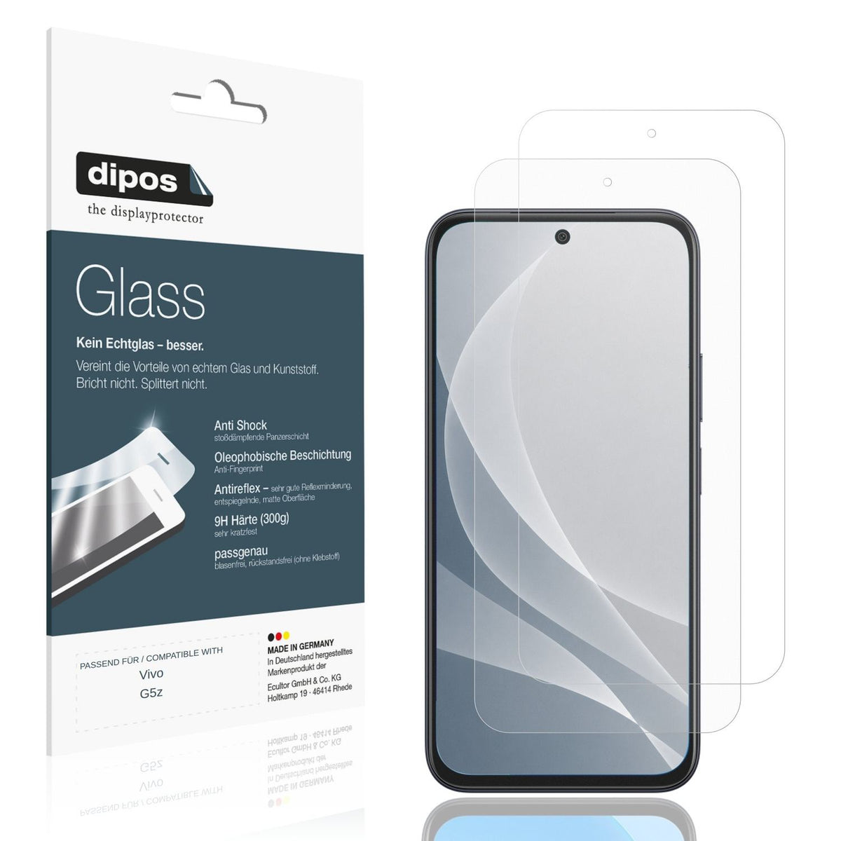 Matte Displayschutzfolie von dipos passend für Vivo G5z, 9H kratzfest und blasenfrei montiert