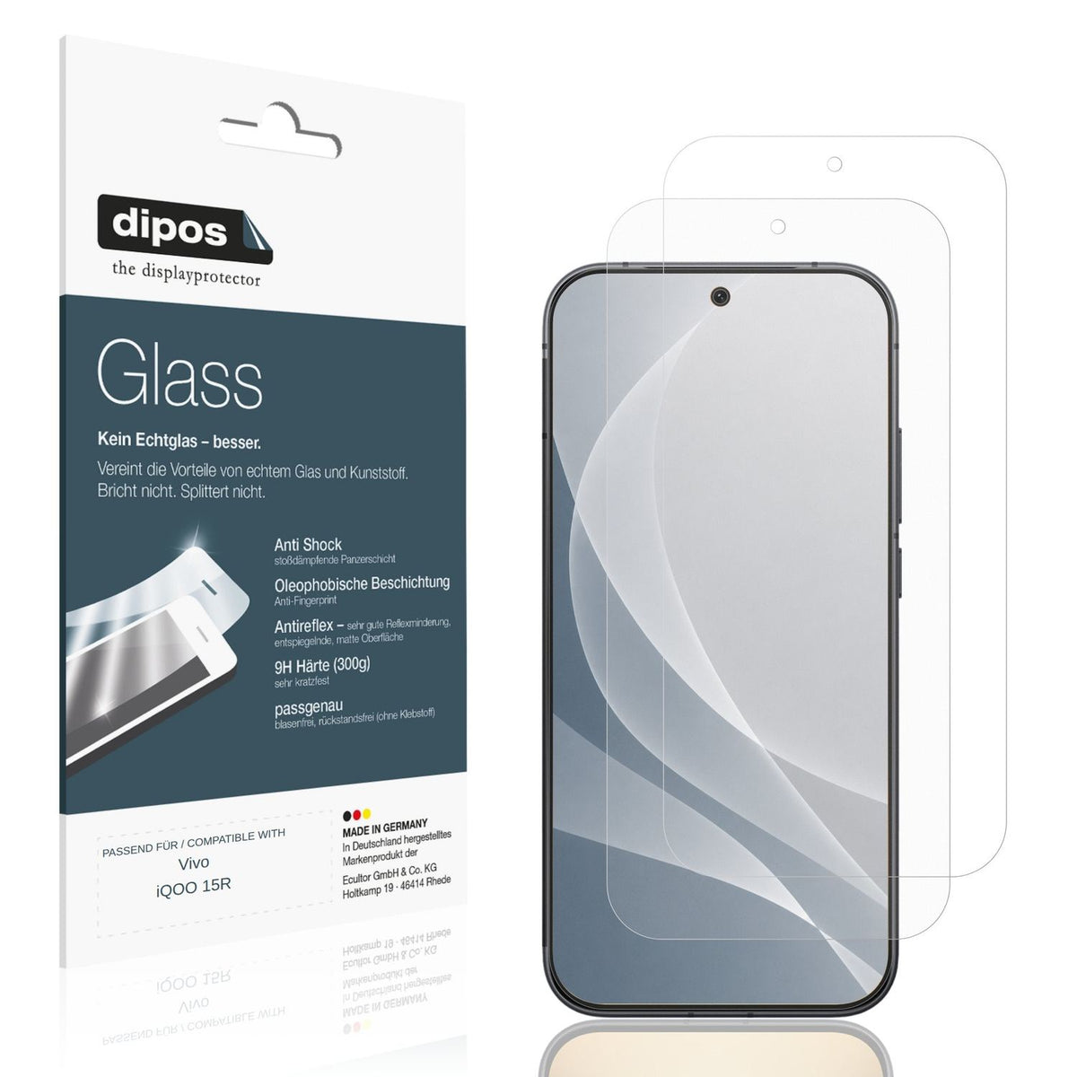 Matte Displayschutzfolie von dipos passend für Vivo iQOO 15R, 9H kratzfest und blasenfrei montiert