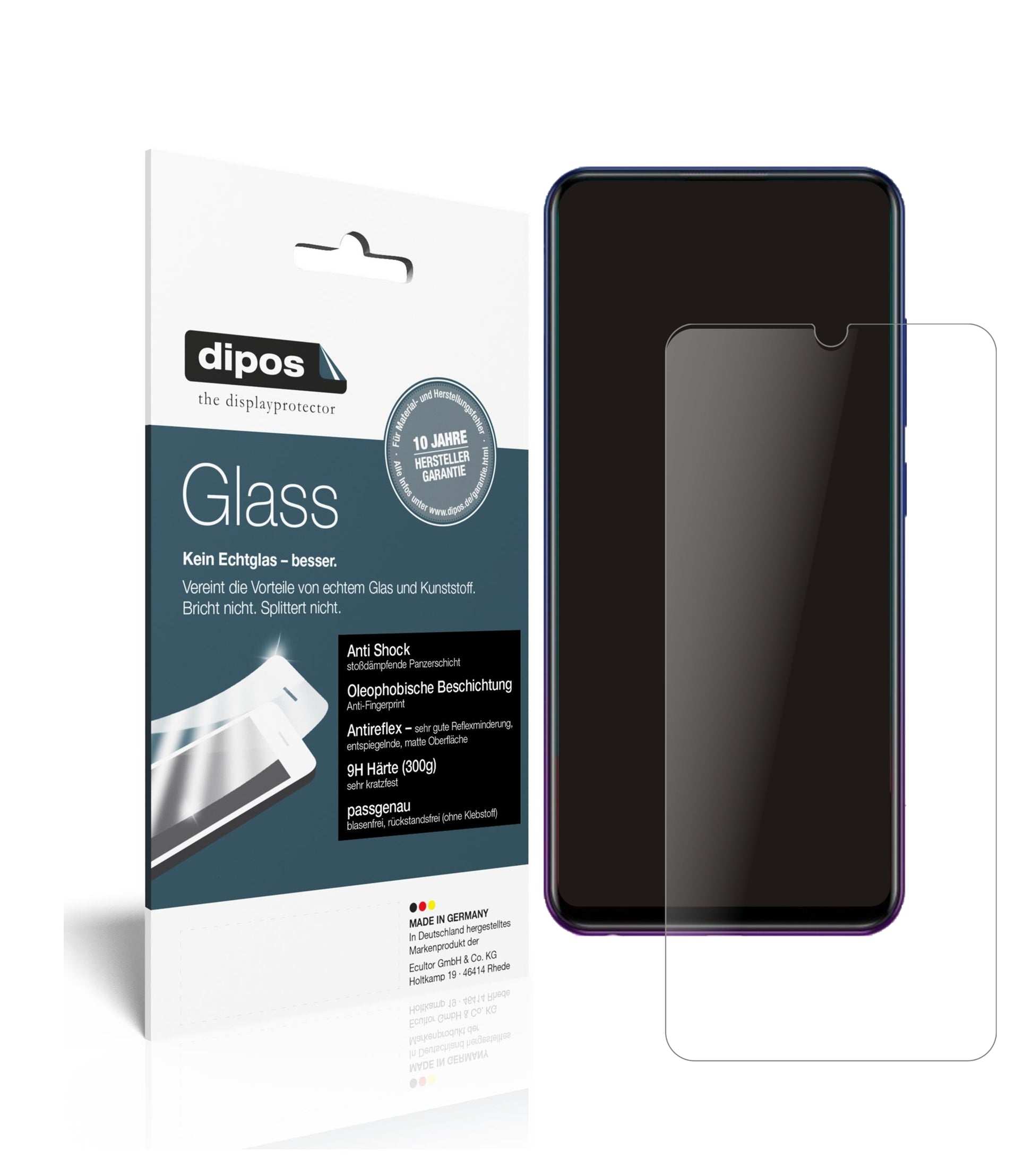 Matte Displayschutzfolie von dipos passend für Vivo iQOO U1, 9H kratzfest und blasenfrei montiert
