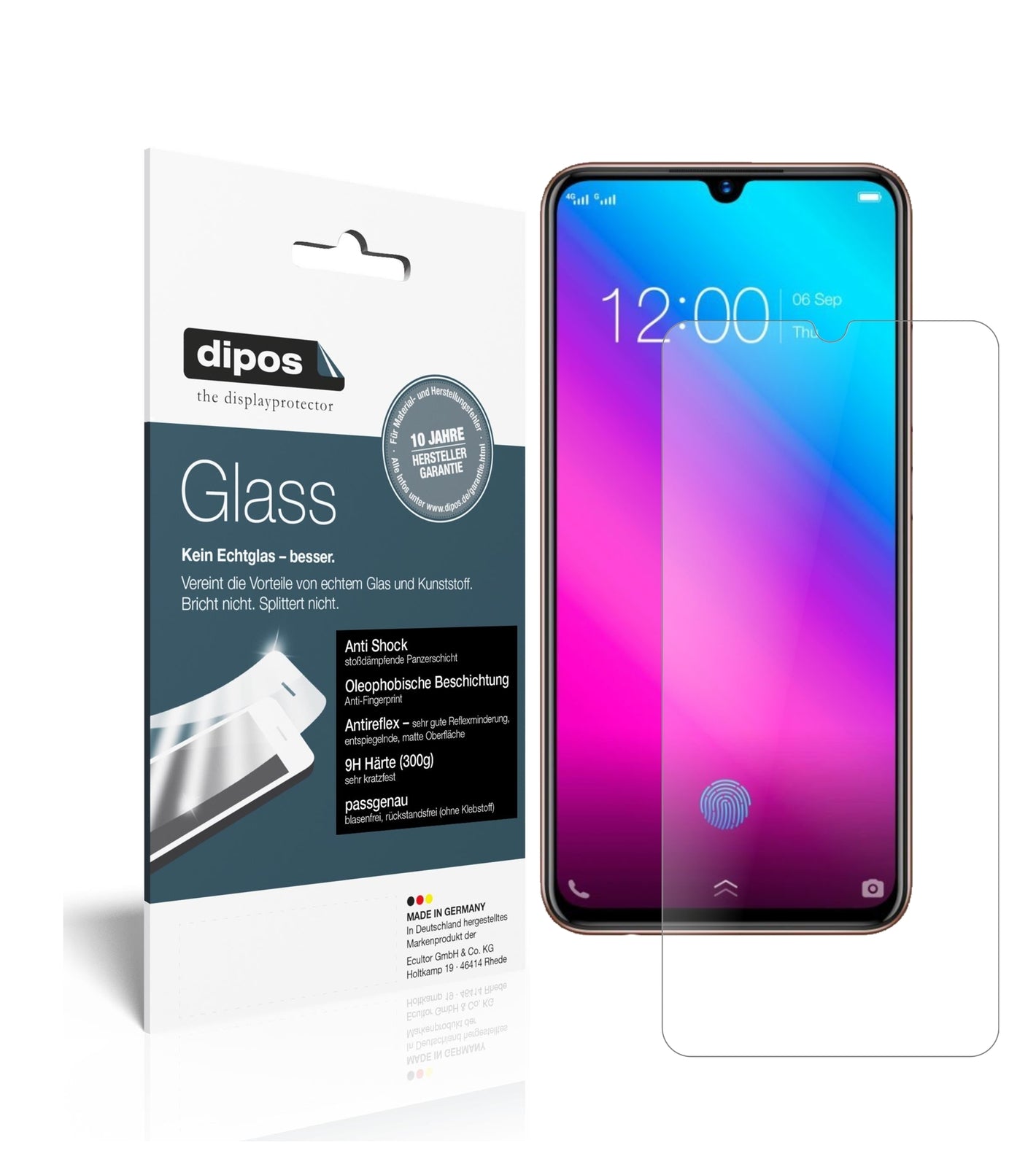 Matte Displayschutzfolie von dipos passend für Vivo Y97, 9H kratzfest und blasenfrei montiert
