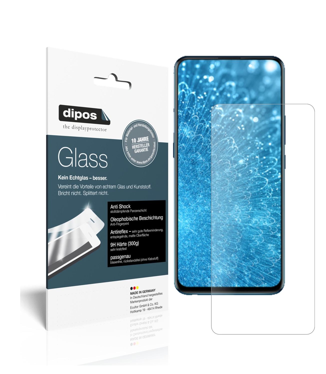 Matte Displayschutzfolie von dipos passend für Vivo S1, 9H kratzfest und blasenfrei montiert
