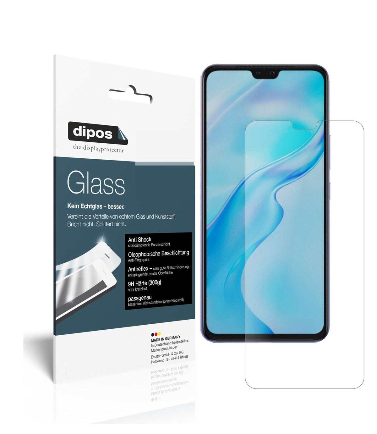 Matte Displayschutzfolie von dipos passend für Vivo V20 Pro, 9H kratzfest und blasenfrei montiert