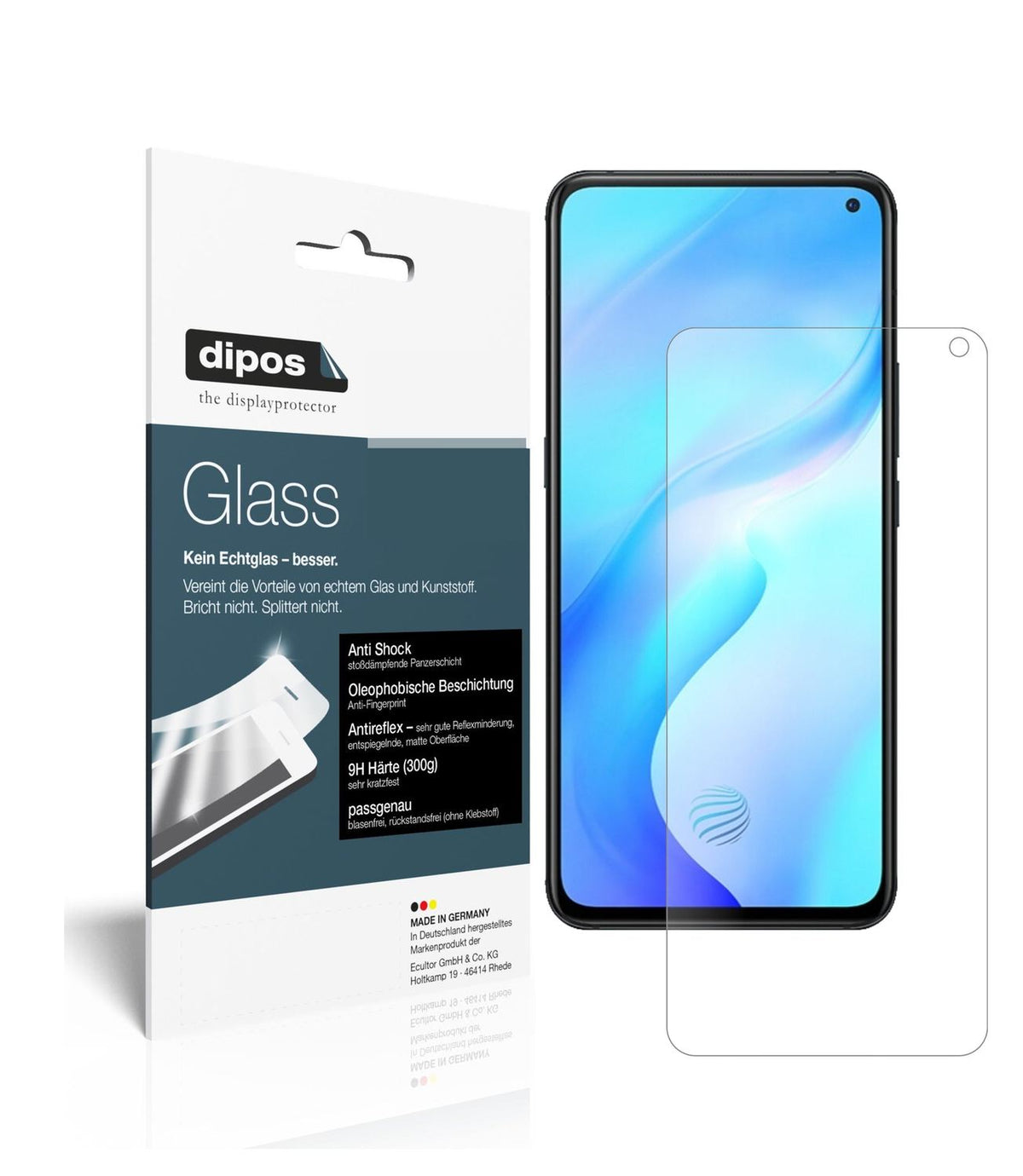 Matte Displayschutzfolie von dipos passend für Vivo X30, 9H kratzfest und blasenfrei montiert