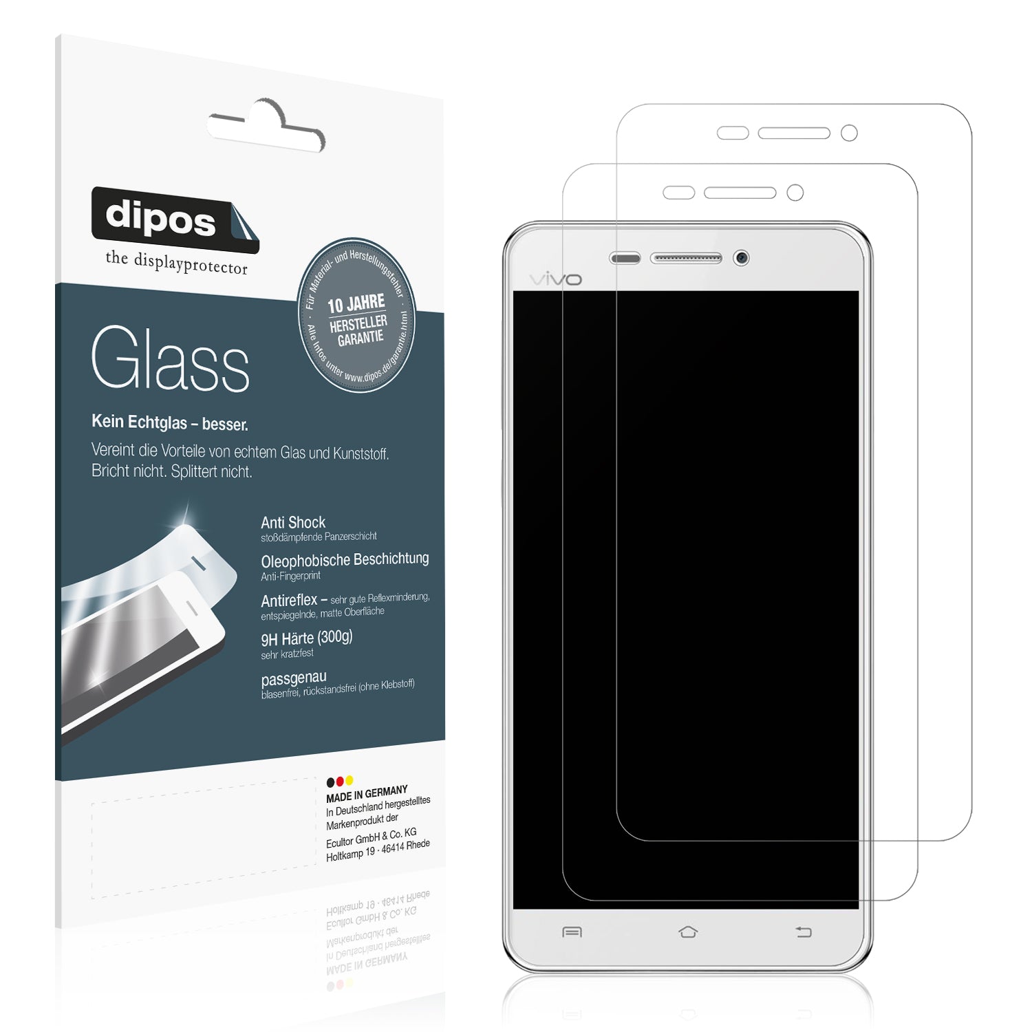 Matte Displayschutzfolie von dipos passend für Vivo X3S, 9H kratzfest und blasenfrei montiert