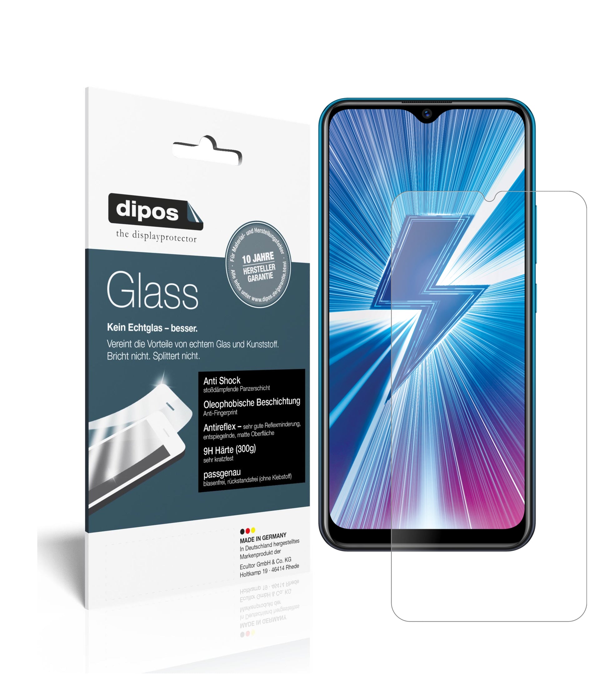 Matte Displayschutzfolie von dipos passend für Vivo Y3, 9H kratzfest und blasenfrei montiert