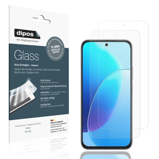 Matte Displayschutzfolie von dipos passend für Vivo Y6 5G, 9H kratzfest und blasenfrei montiert