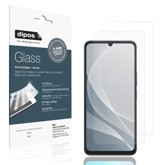 Matte Displayschutzfolie von dipos passend für Vivo Y6c, 9H kratzfest und blasenfrei montiert