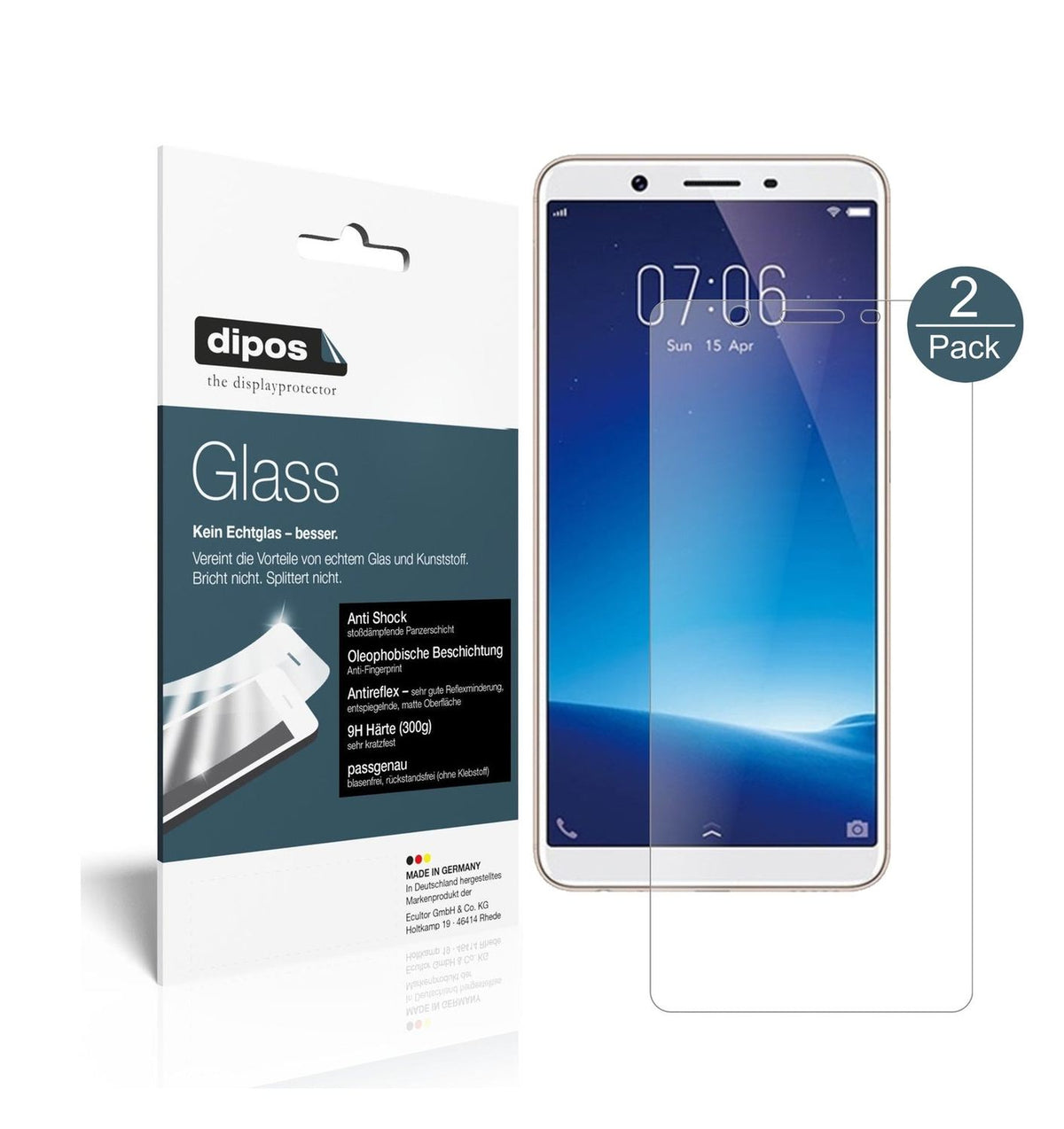 Matte Displayschutzfolie von dipos passend für Vivo Y73, 9H kratzfest und blasenfrei montiert
