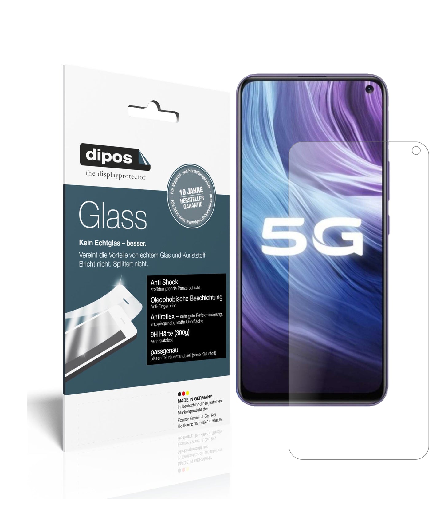 Matte Displayschutzfolie von dipos passend für Vivo Z6 5G, 9H kratzfest und blasenfrei montiert