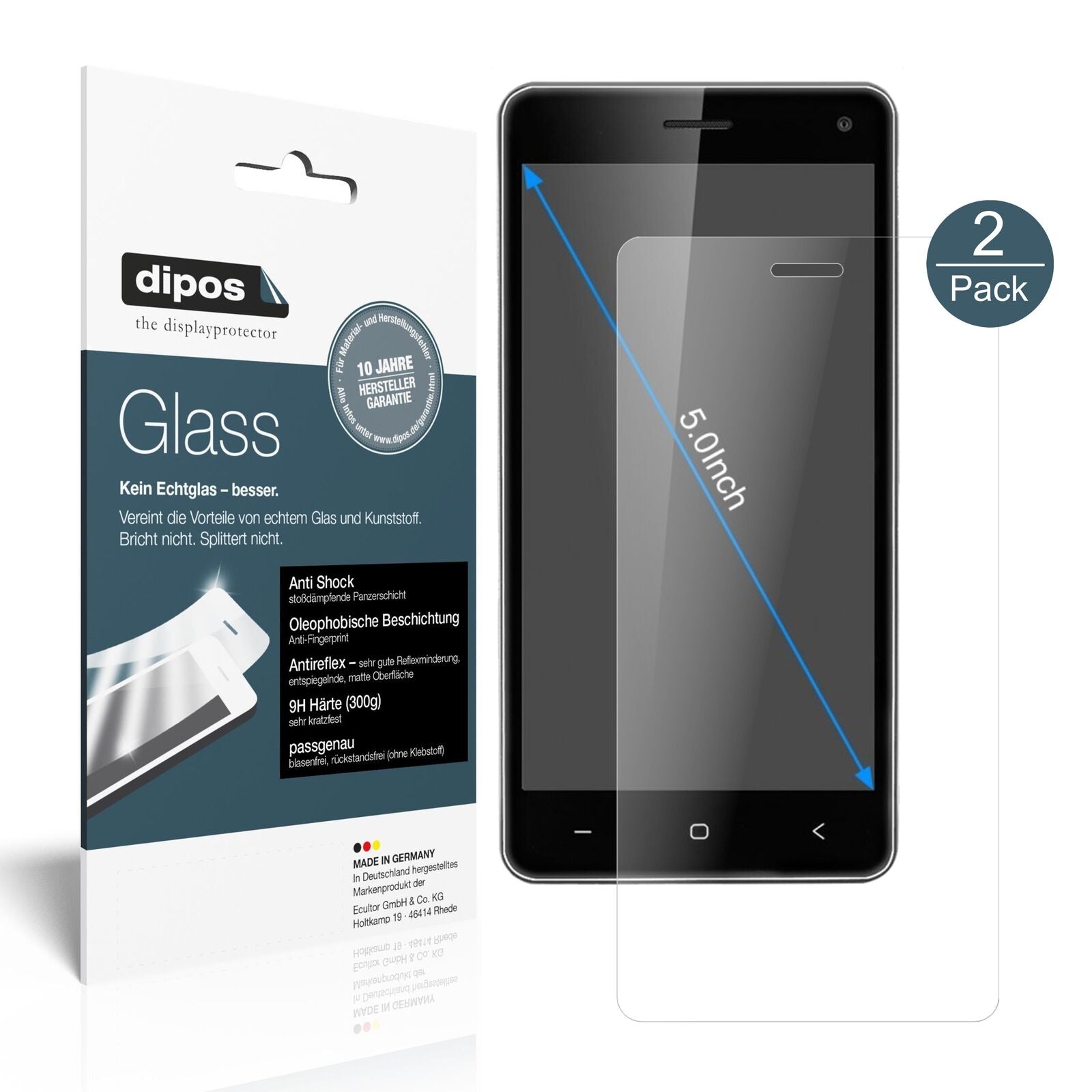 Matte Displayschutzfolie von dipos passend für VKWORLD T5, 9H kratzfest und blasenfrei montiert