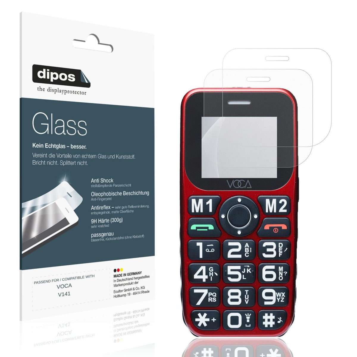 Matte Displayschutzfolie von dipos passend für VOCA V141, 9H kratzfest und blasenfrei montiert