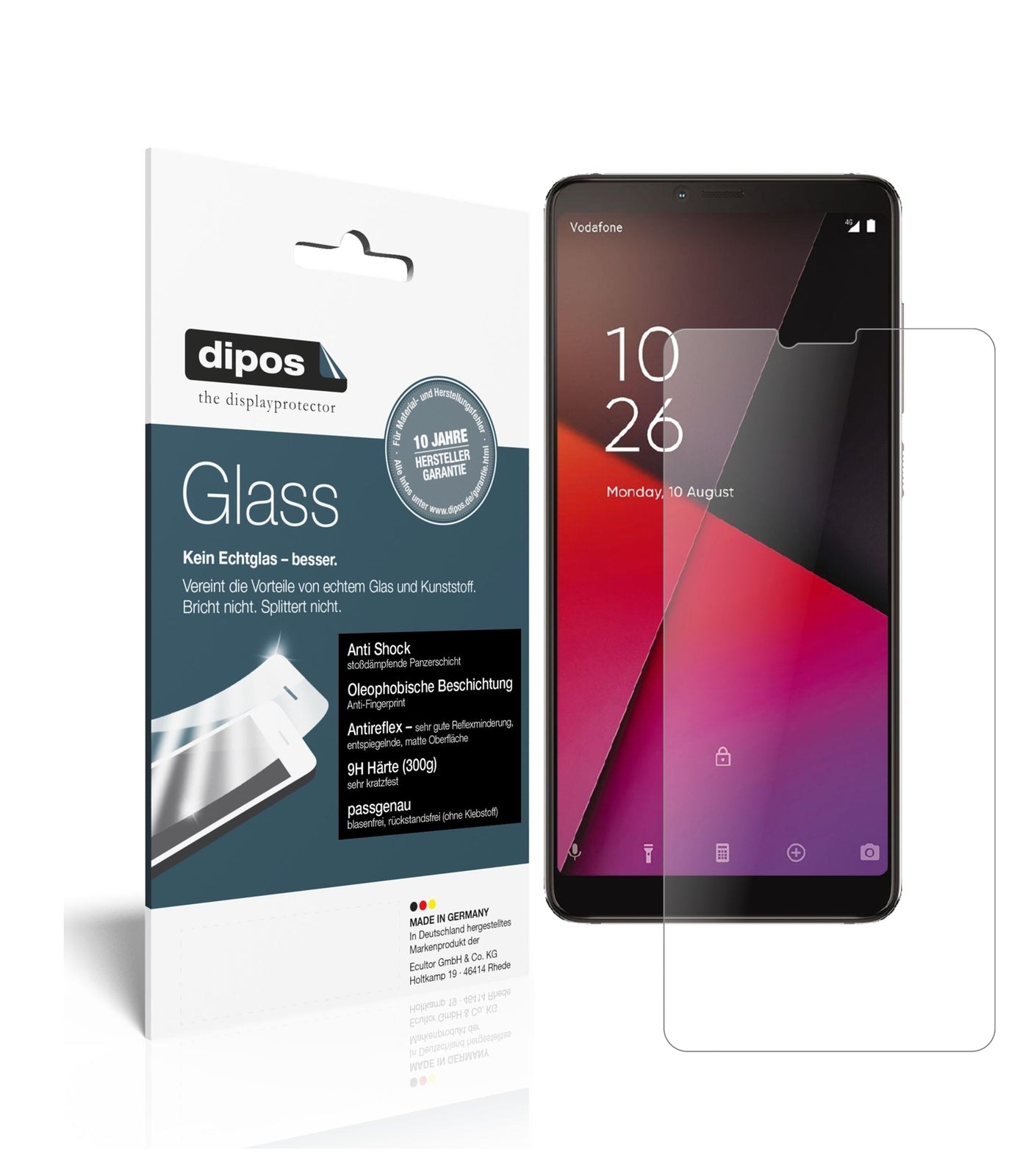 Matte Displayschutzfolie von dipos passend für Vodafone Smart X9, 9H kratzfest und blasenfrei montiert