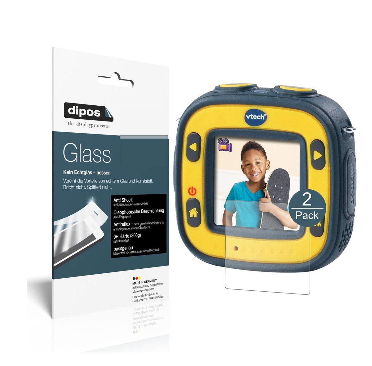 Matte Displayschutzfolie von dipos passend für Vtech Kidizoom Action Cam, 9H kratzfest und blasenfrei montiert