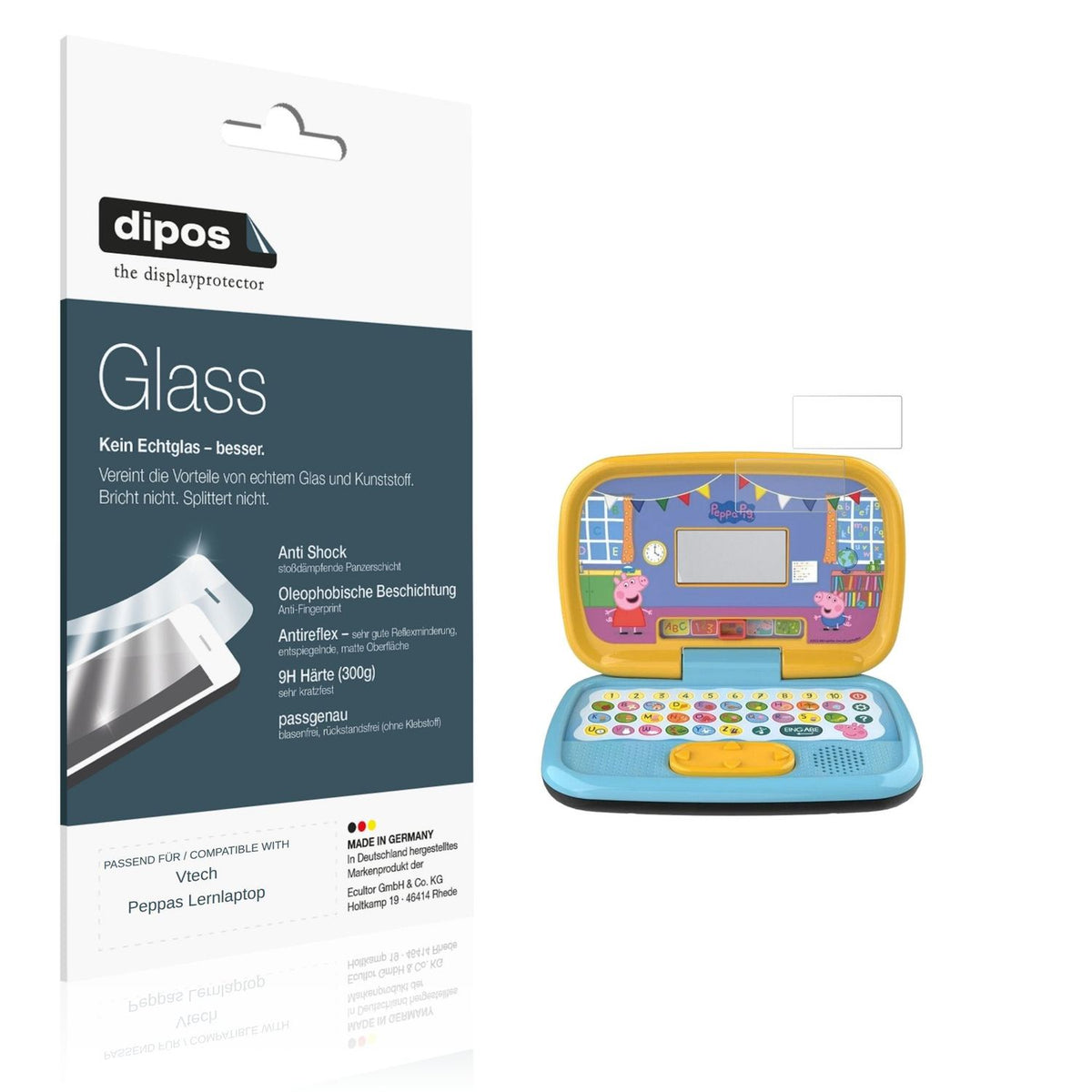 Matte Displayschutzfolie von dipos passend für Vtech Peppas Lernlaptop, 9H kratzfest und blasenfrei montiert