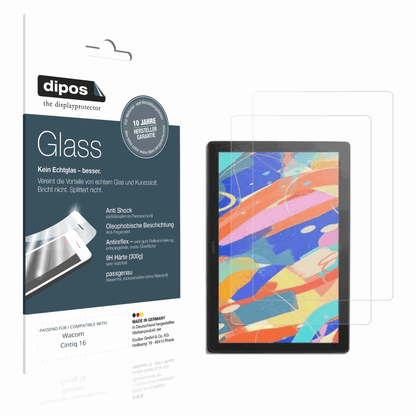Matte Displayschutzfolie von dipos passend für Wacom Cintiq 16, 9H kratzfest und blasenfrei montiert