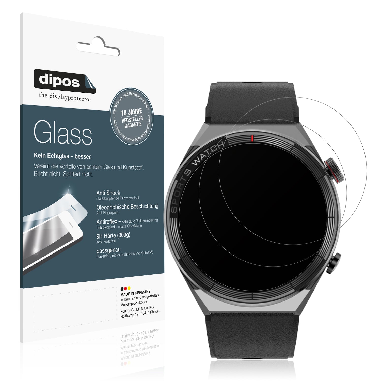 Matte Displayschutzfolie von dipos passend für Watchmark Maverick, 9H kratzfest und blasenfrei montiert