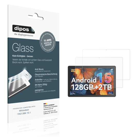 Matte Displayschutzfolie von dipos passend für Whitedeer YXG13BK 10.1, 9H kratzfest und blasenfrei montiert