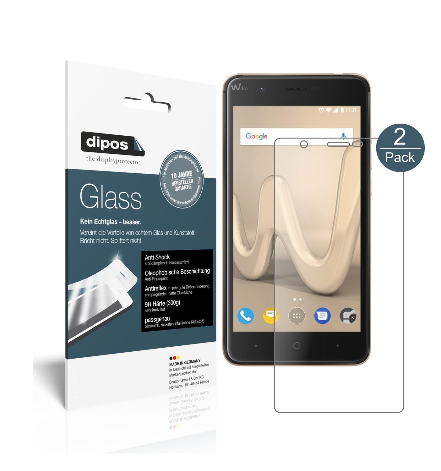 Matte Displayschutzfolie von dipos passend für Wiko Harry, 9H kratzfest und blasenfrei montiert