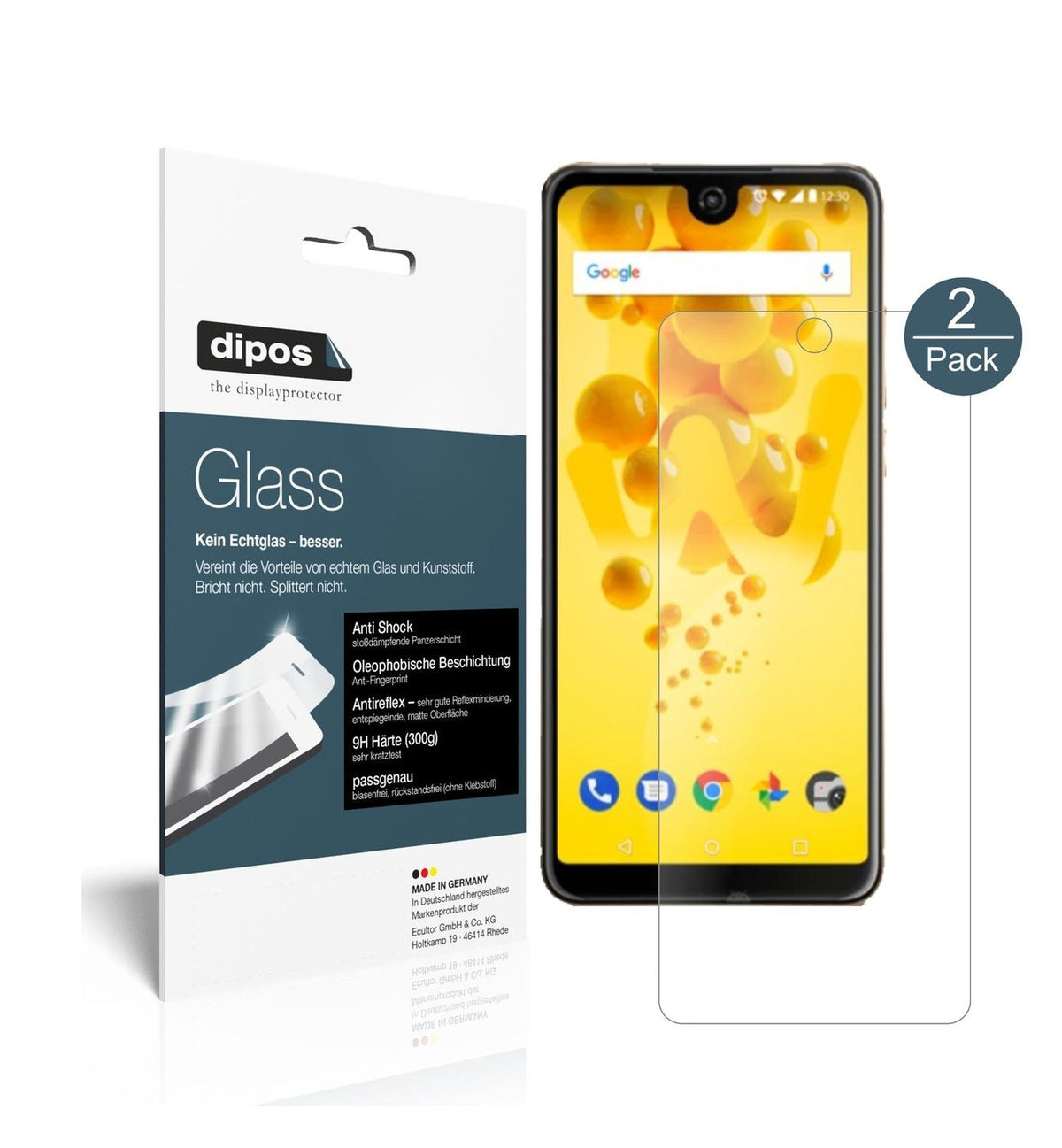 Matte Displayschutzfolie von dipos passend für Wiko View 2 Pro, 9H kratzfest und blasenfrei montiert