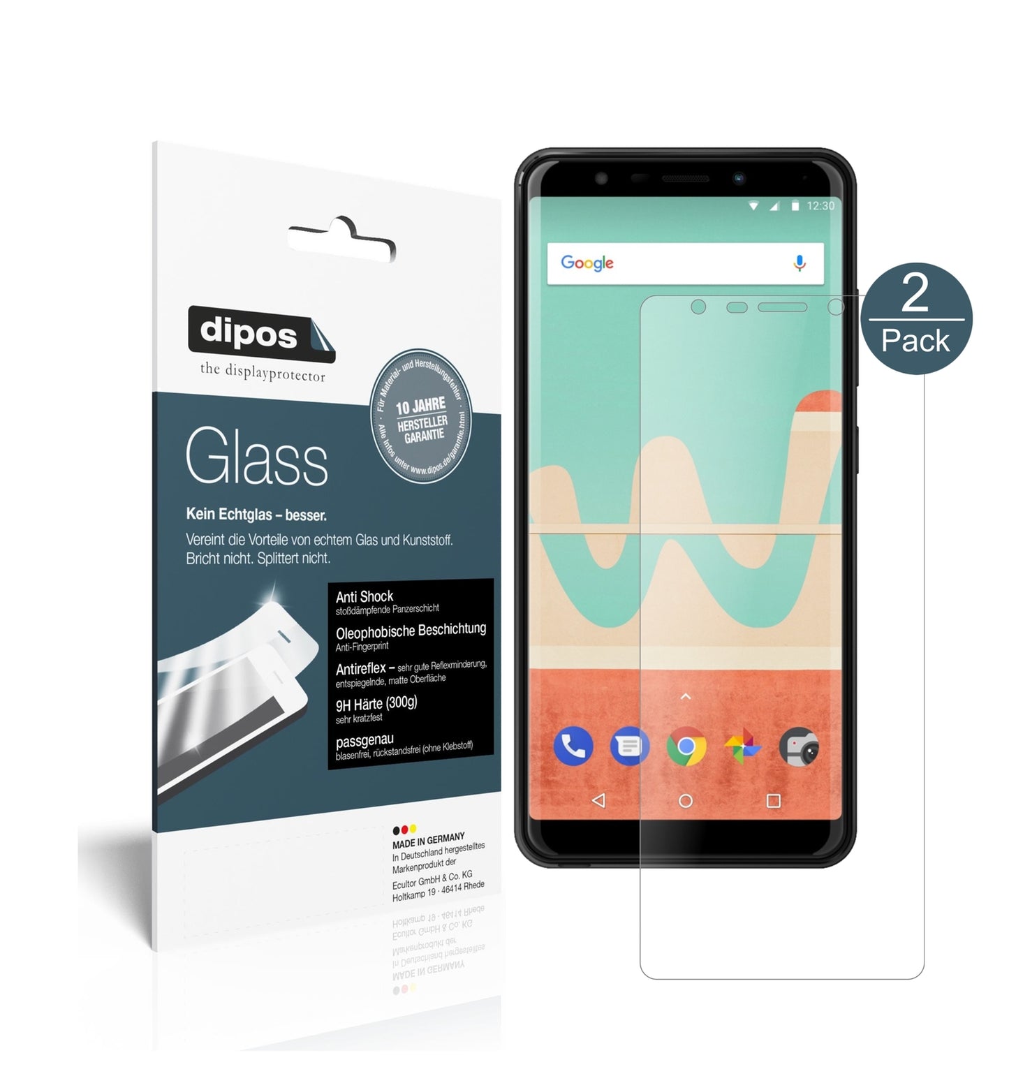Matte Displayschutzfolie von dipos passend für Wiko View Go, 9H kratzfest und blasenfrei montiert
