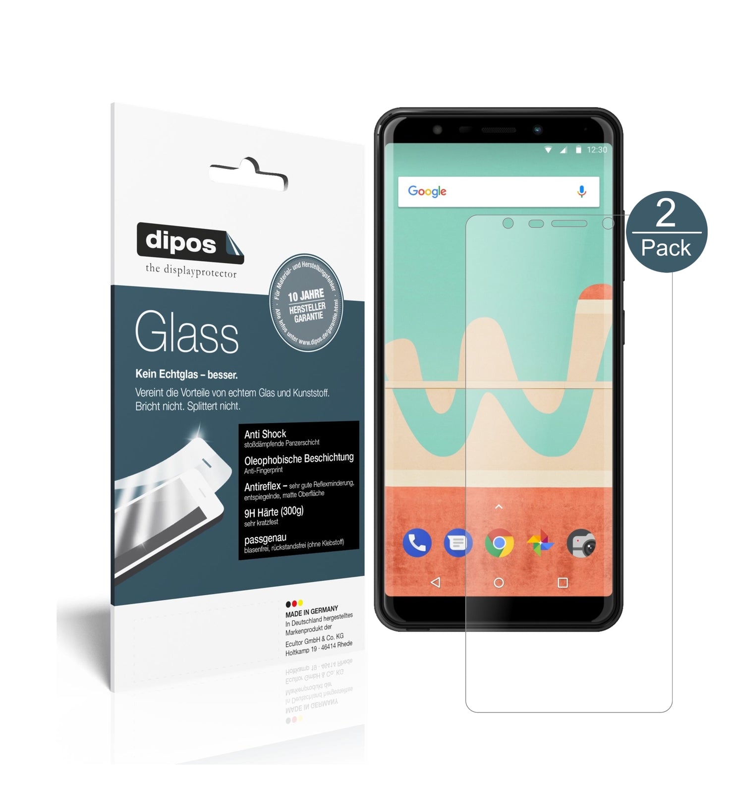 Matte Displayschutzfolie von dipos passend für Wiko View Go, 9H kratzfest und blasenfrei montiert